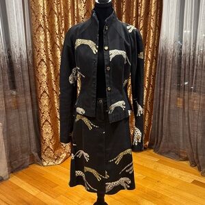 Roberto Cavalli Black and Gold Jean Jacket